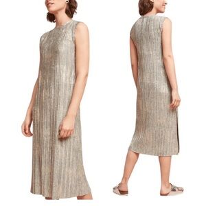 Anthropologie Corrina Silver Pleated Metallic Dress by Akemi + Kin Size Medium